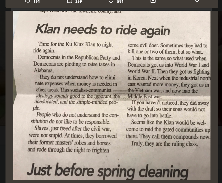 AHEPA Condemns Publisher’s Call for KKK to “Night Ride Again,” Calls for His Resignation