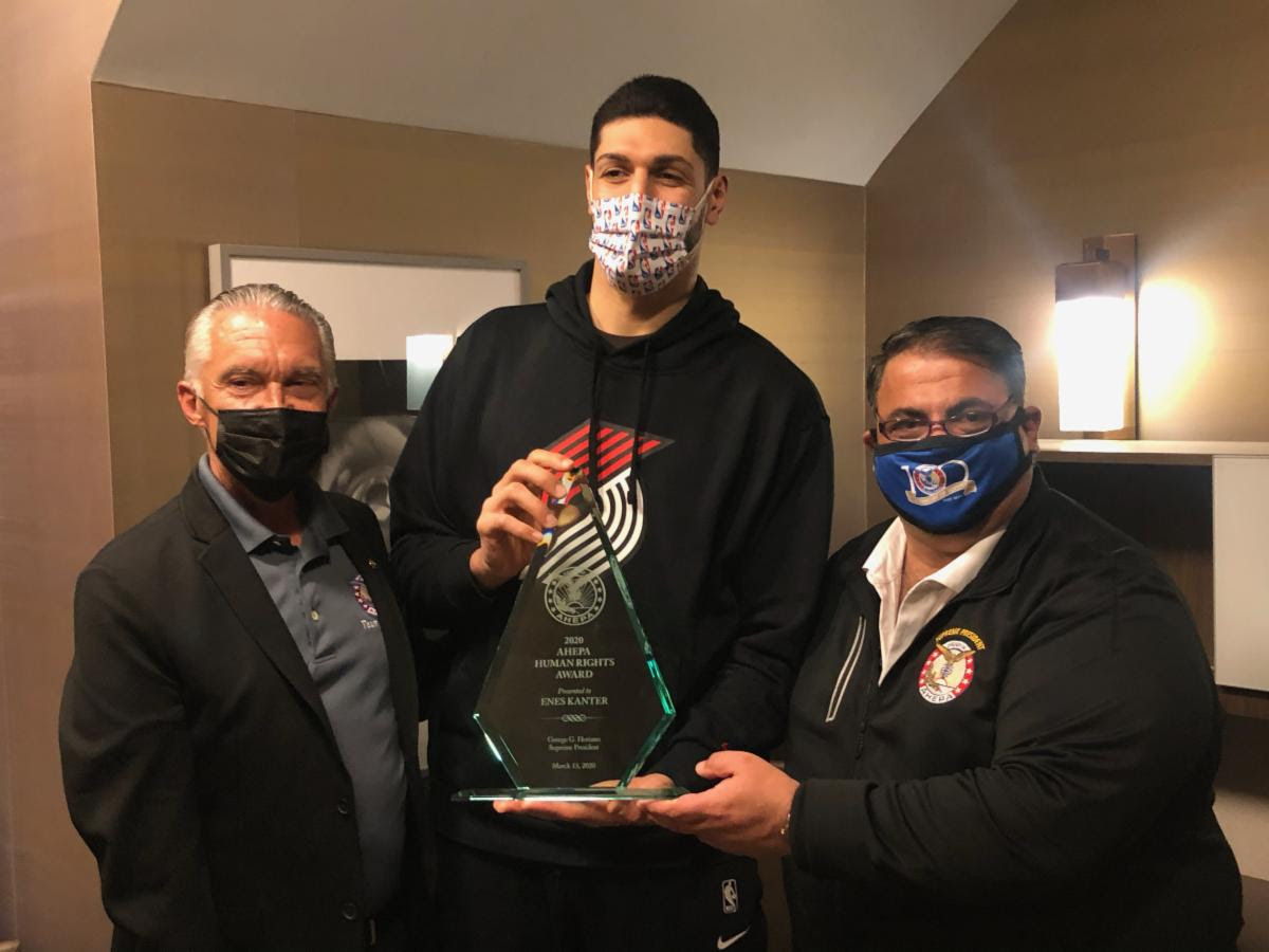 AHEPA Presents NBA Veteran Kanter with Human Rights Award